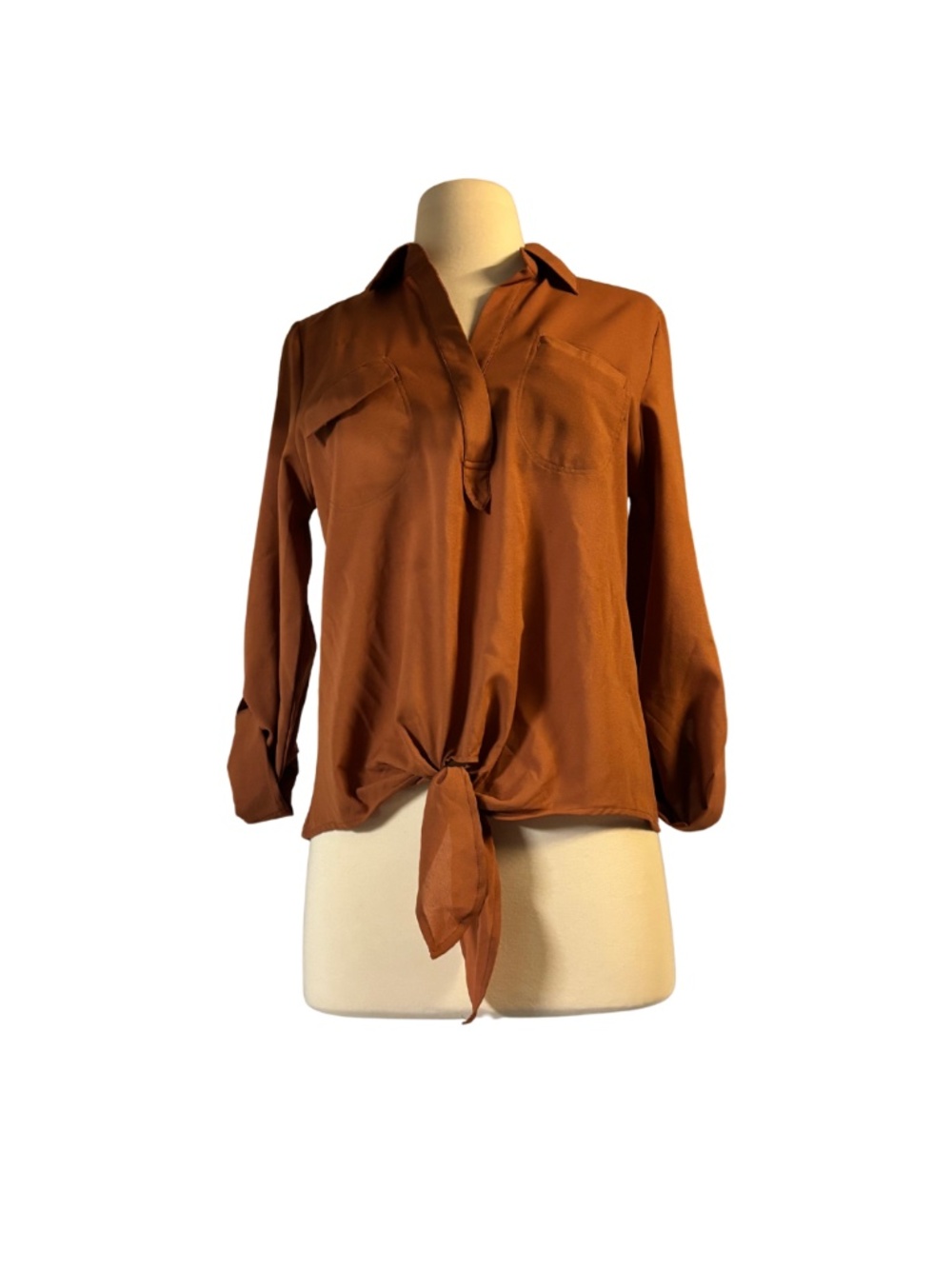 Rust Tie front Blouse